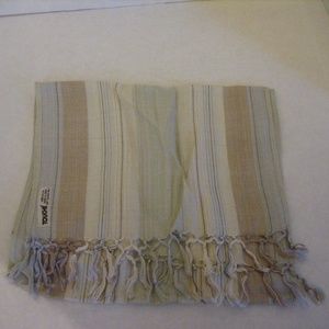 Touche Striped Blue/Tan/Cream Scarf 100% Rayon NW